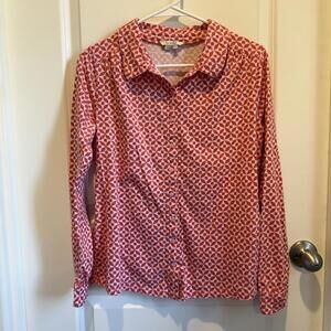 Boden Women's Long Sleeve Button-Up Blouse Geometric Pattern Size 12